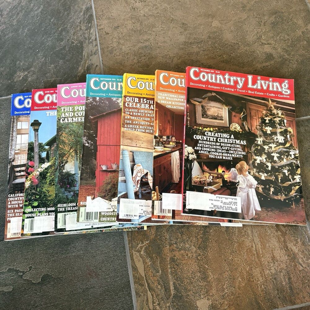 7 Vintage 1993 Country Living Magazines
